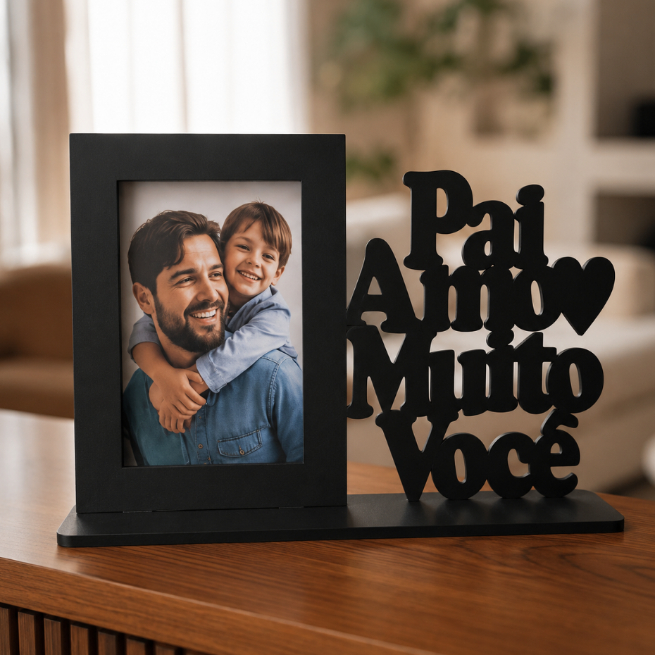 Porta-Retrato MDF Dia dos Pais Frase Pai Amo Muito