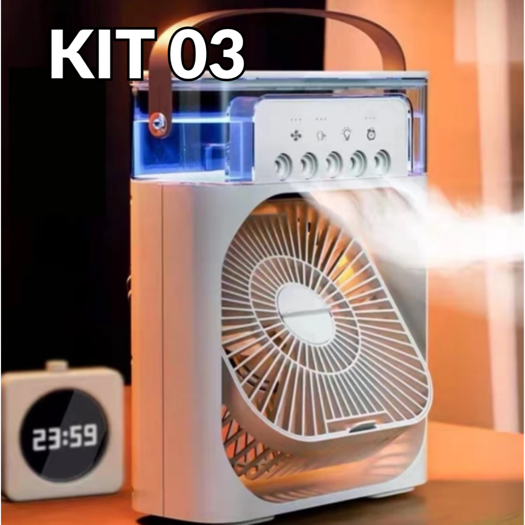 KIT 03 Ventilador E Umidificador De Ar Portátil C