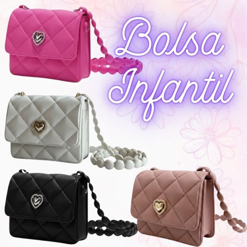 Bolsa Infantil Feminina Menina Coração Fofa Pequ