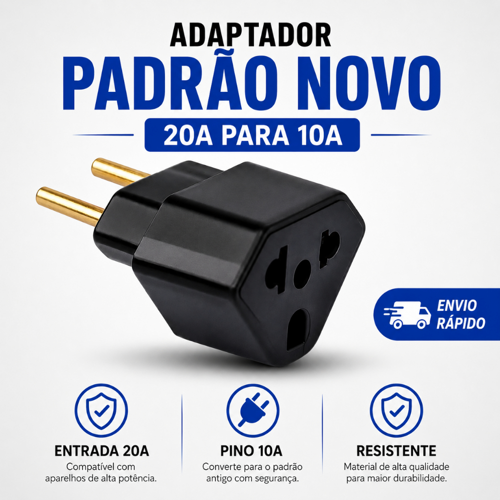 Adaptador Tomada 20A Para 10A Pino Grosso Benjamin