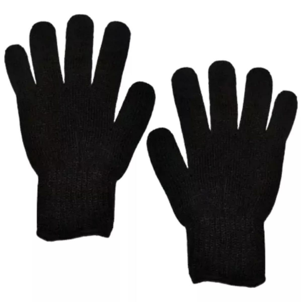 Luvas De Lã Frio Inverno Adulto Preta Unissex Mã