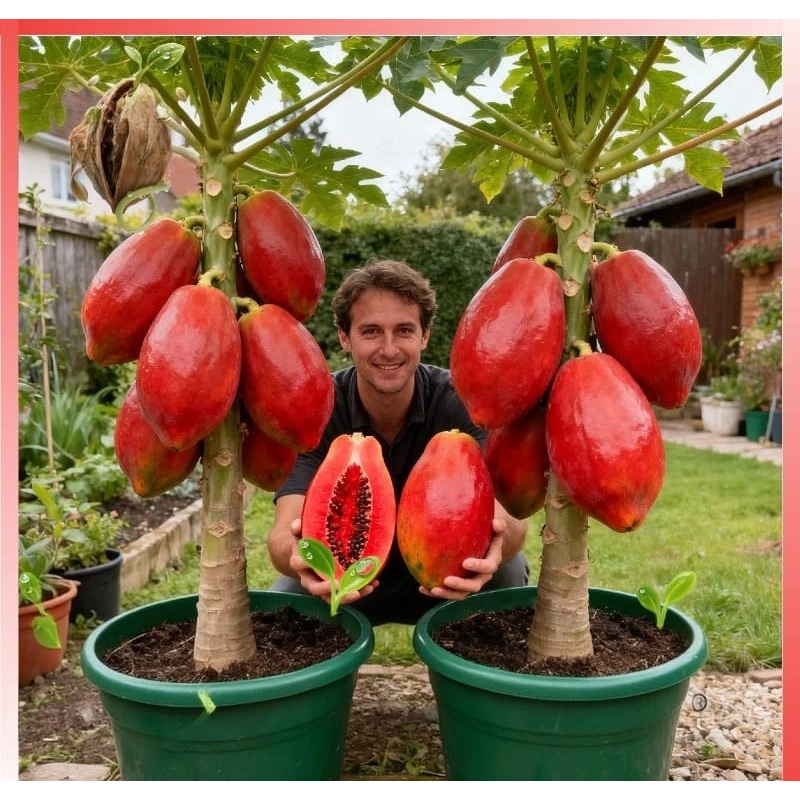 Sementes de Mamão Vermelho Gigante Para Vasos