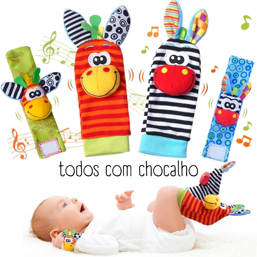 Kit Meias E Pulseiras Com Chocalhos  Para Bebês C