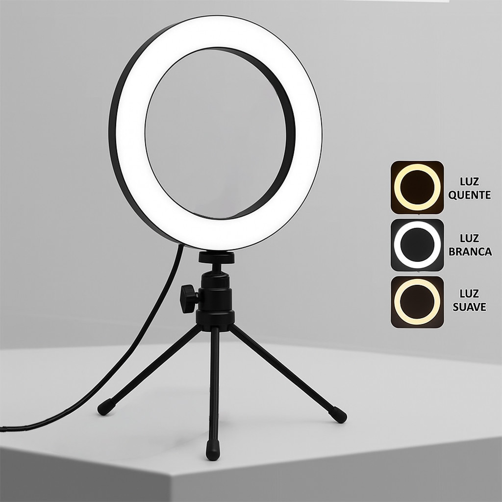 Ring Light LED Iluminador Portatil Com Tripé Supo