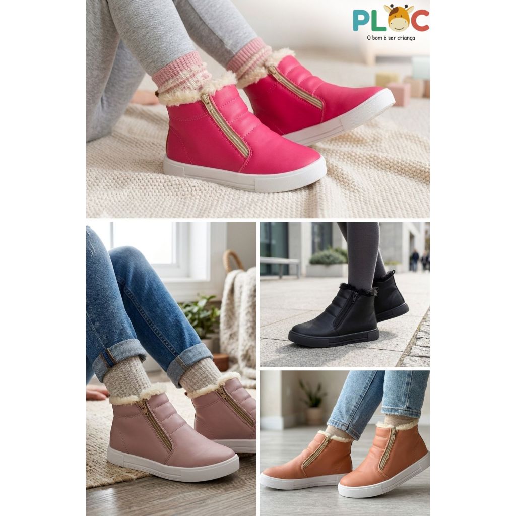 BOTA TÊNIS PLOC INFANTIL FORRADA DE PELÚCIA SUPE