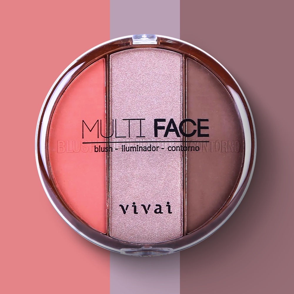 Paleta Blush Iluminador Contorno Multi Face 3 Em 1