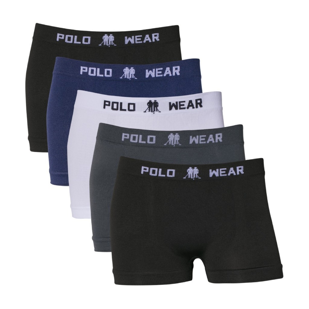 Kit 5 Cuecas Boxer Polo Wear Infantil Microfibra S