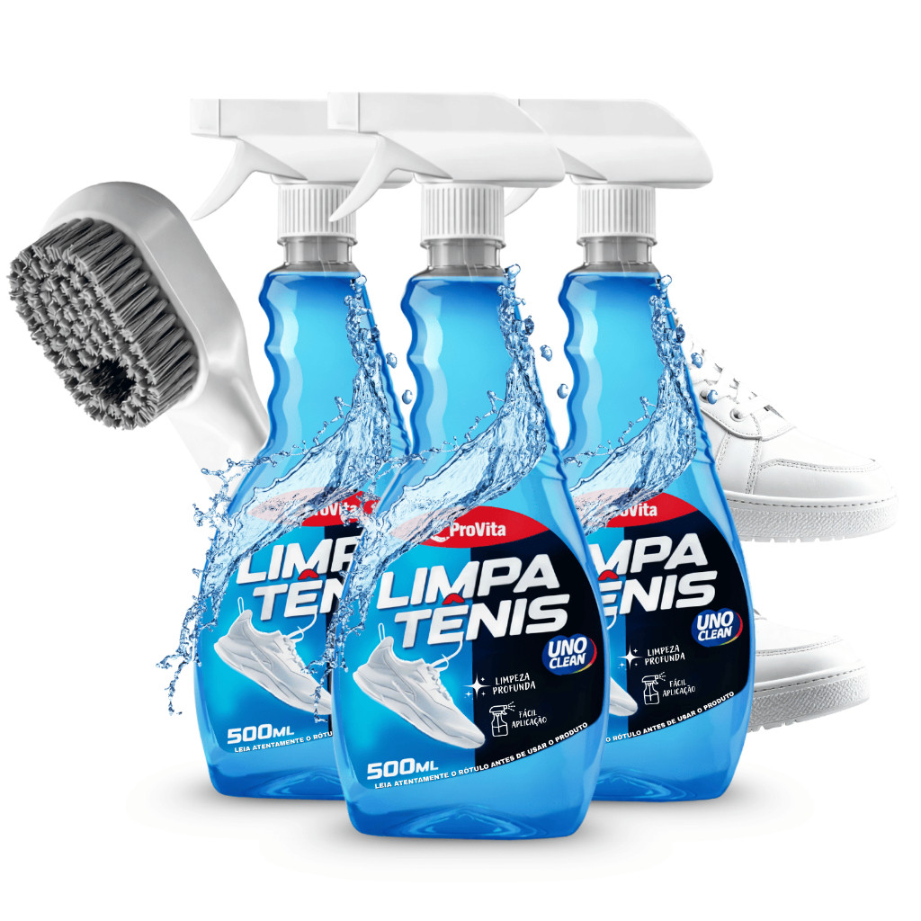 Kit 3 Limpa Tênis + Escova Spray Premium Espuma P