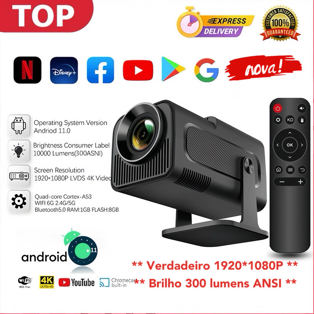 Projetor Smart HY 320 Mini Branco Preto Original A