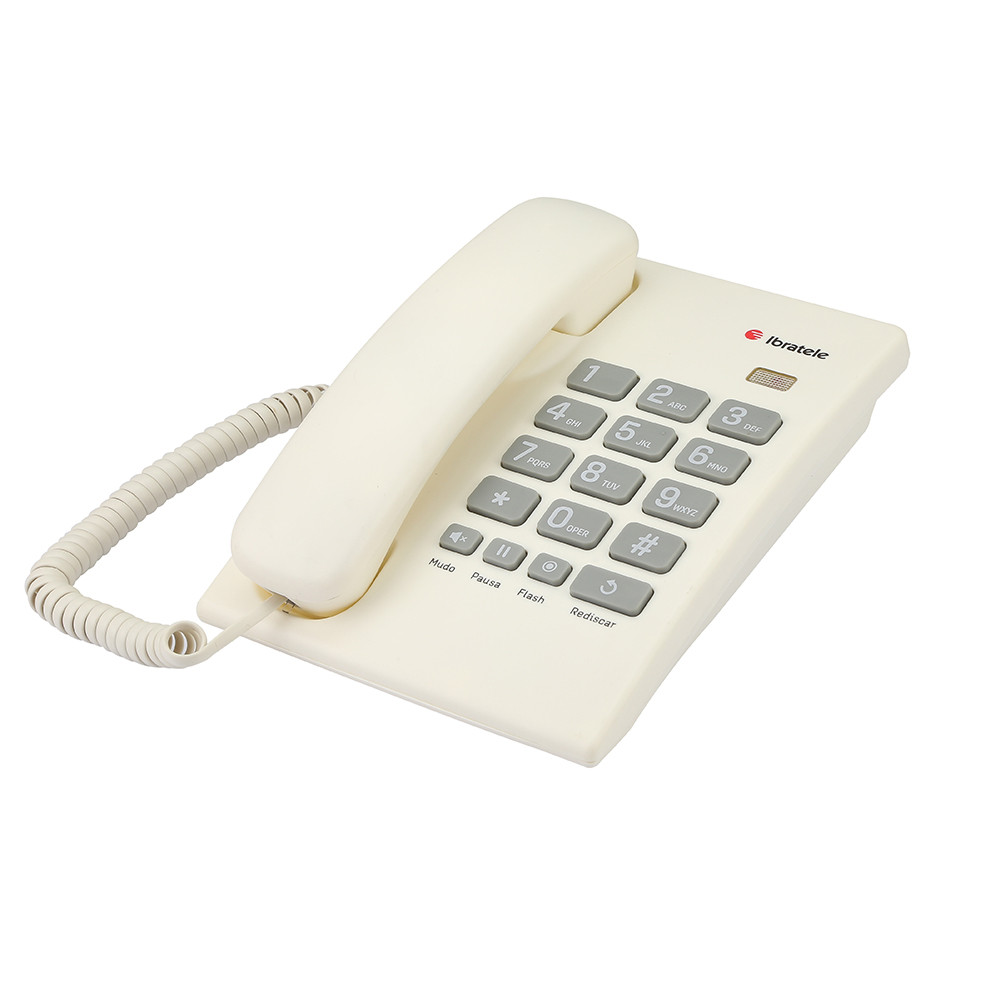 Telefone De Mesa Fixo Branco Para Escritório Ibra