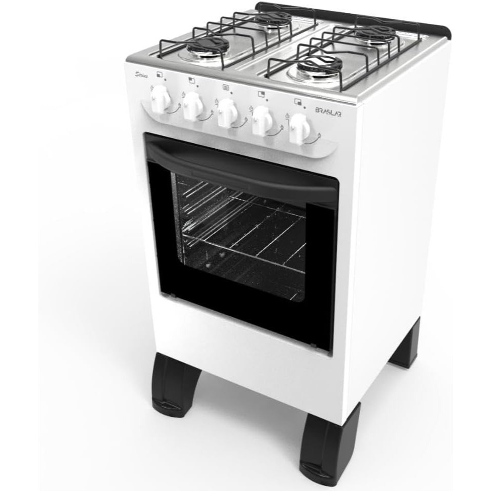Fogão De Piso Braslar 4 Bocas New Sirius Branco M