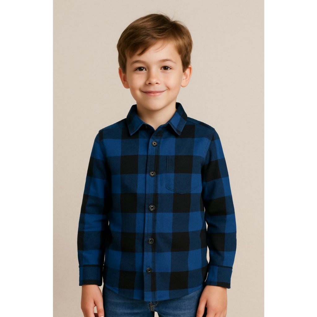 Camisa Xadrez Infantil Manga Longa Flanelada Algod