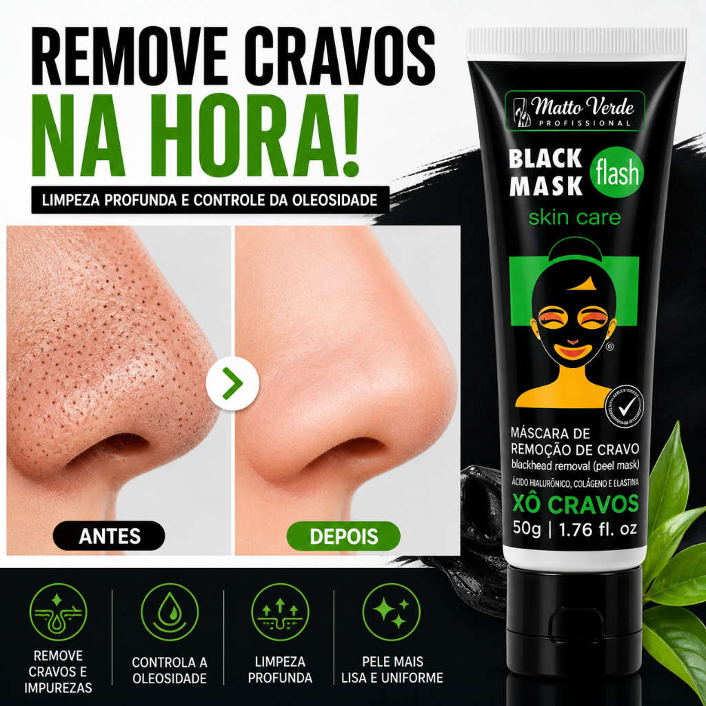 Máscara Preta Removedora de Cravos Matto Verde 50