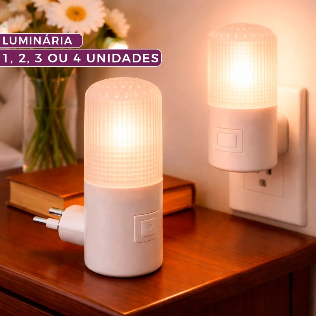 Luminária 1 2 3 ou 4 Unidades Abajur Luz Noturno 