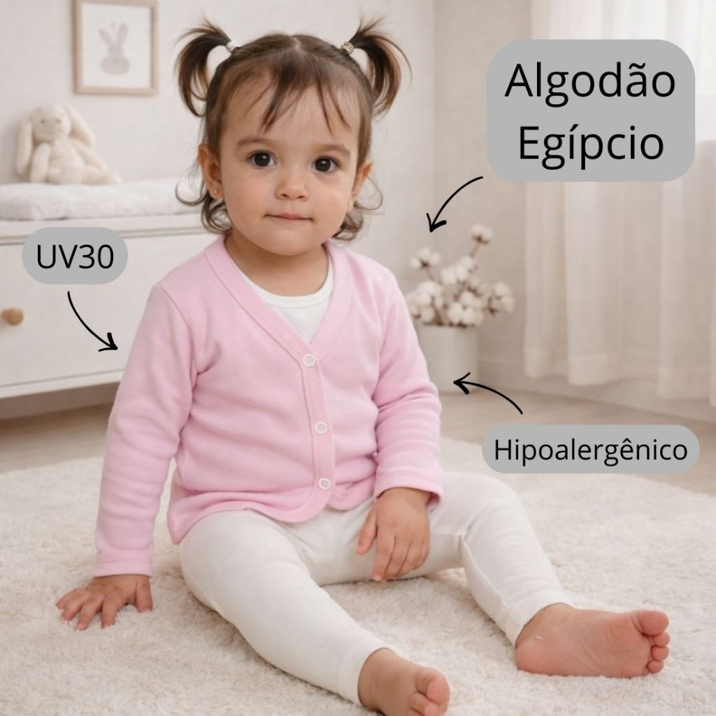 Casaquinho Cardigan Algodão Egípcio para Bebê M