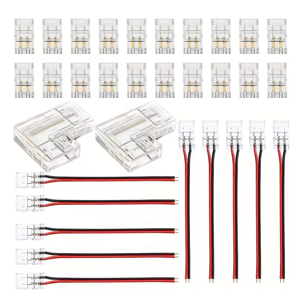 Conector Fita LED 8mm 10mm Emenda Reta L Kit 10 ou