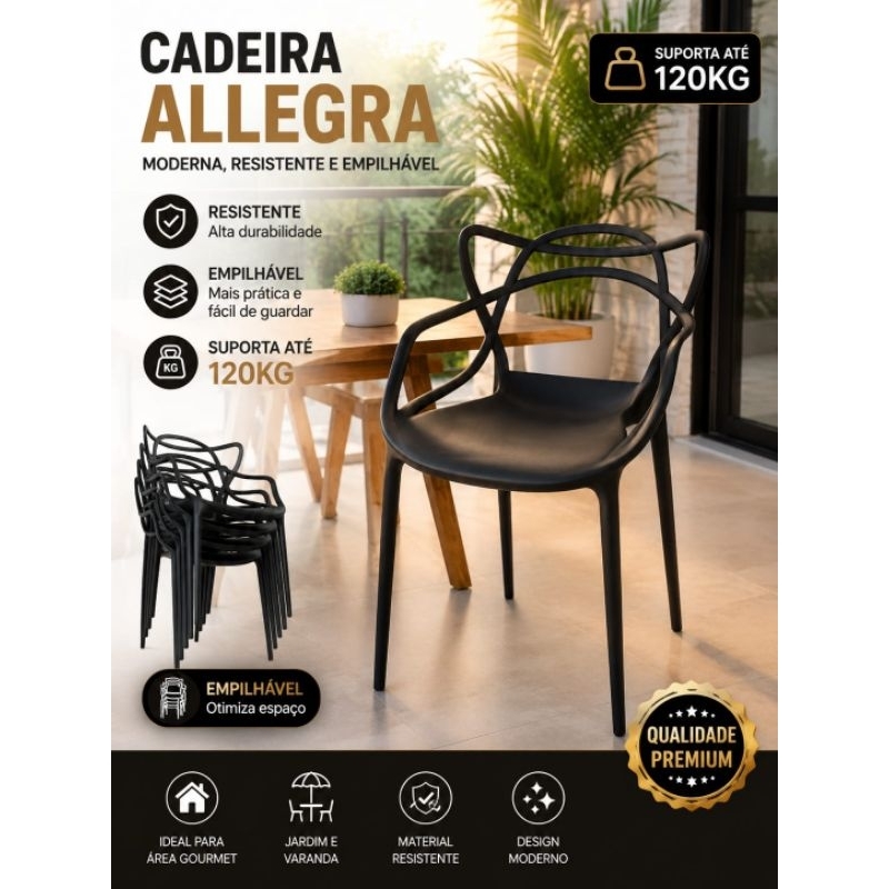 CADEIRA ALLEGRA UNITÁRIA SUPORTA 120KG RESISTENTE