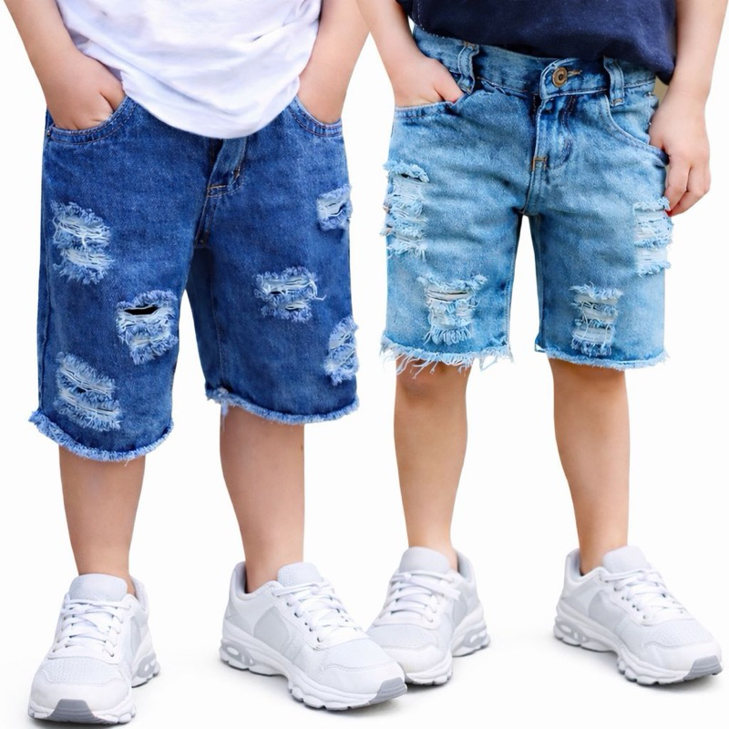 Kit 2 Bermuda Jeans Infantil Menino 2 ao 16 Anos C