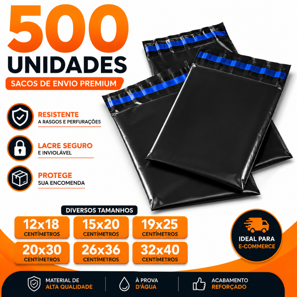 Kit 500 Unidades Envelope de Envio Saco de Envio C