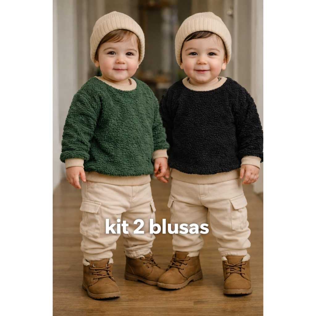 Kit 2 Blusas de Frio Carneirinho Teddy Infantil &#