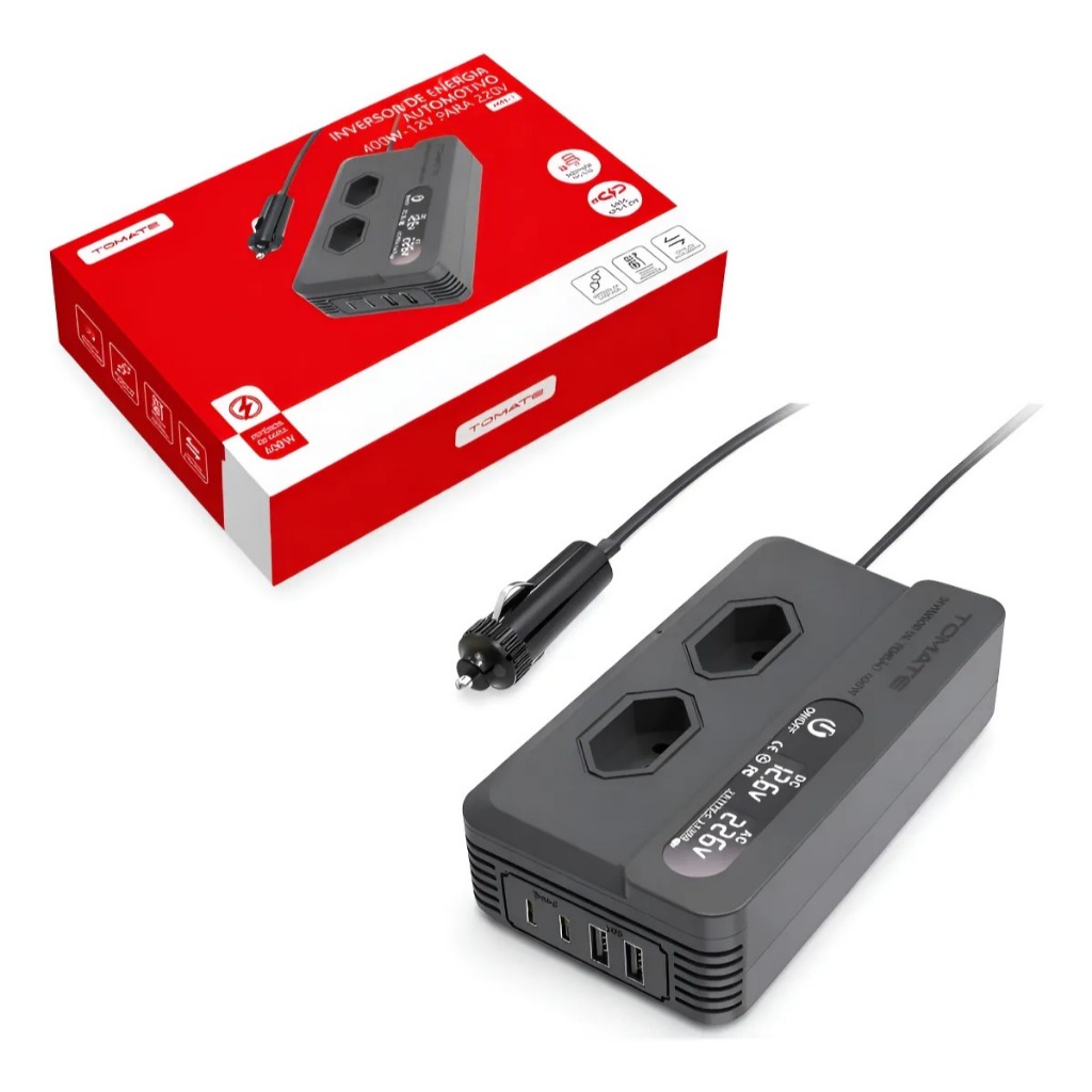 Inversor De Energia Automotivo 400w 12V Para 110v 