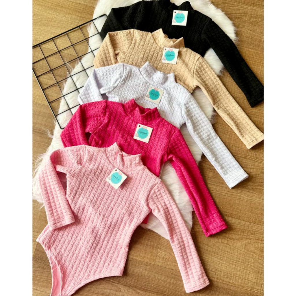 Body Infantil Bodie Bodi Gola Alta Tecido Anarruga