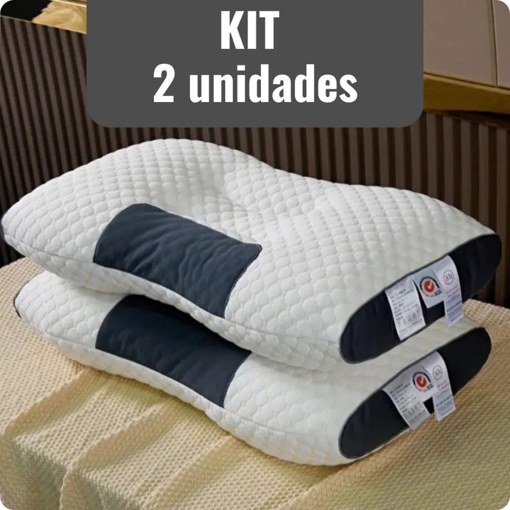 Kit 2 Travesseiro Cervical Ortopédico Ergonômico