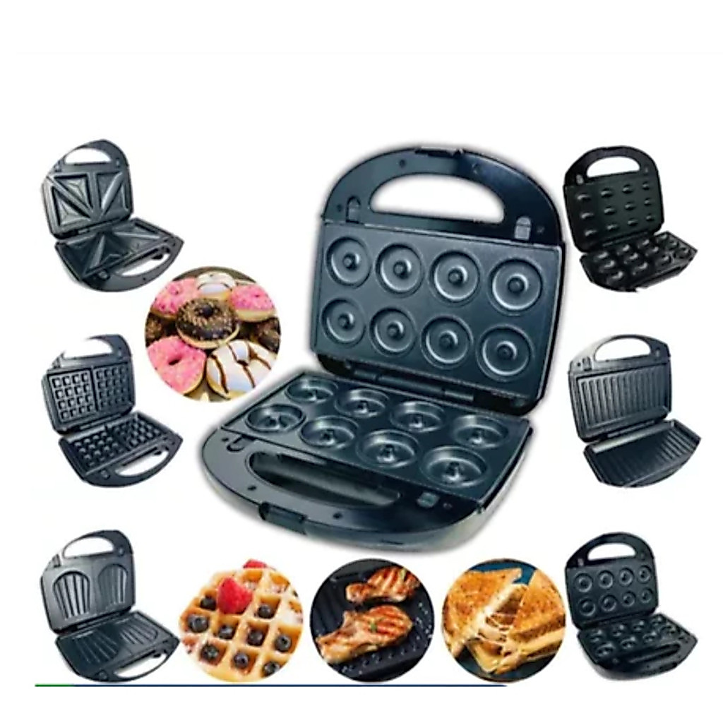 Máquina Antiaderente 6 Em 1 Grill/ Donuts/Waflle/