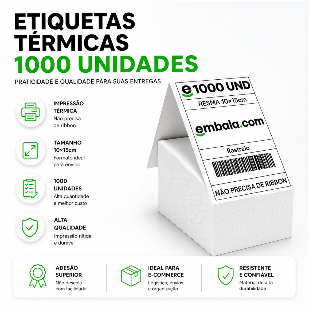 1 mil Etiquetas Térmica 10×15 Alta Qualidade