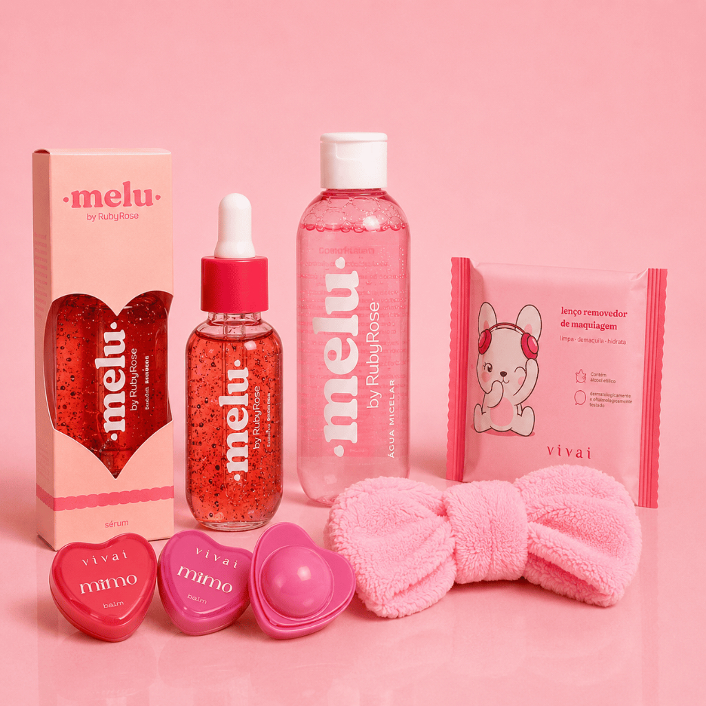 Kit Skincare Ruby Rose Melu + Faixa + Lenço Remov