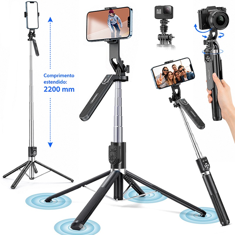 2.2M Selfie Stick Tripé Suporte de 4 pés para ce