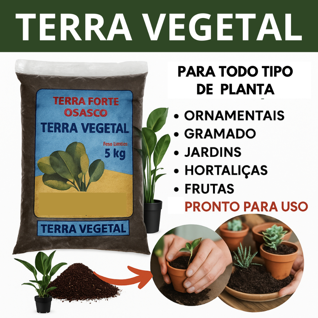 Terra Vegetal Adubada Orgânica  2kg 5kg e 10kg  &
