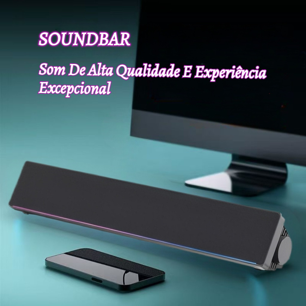 Soundbar 14W com Iluminação LED PlugEPlay USB So