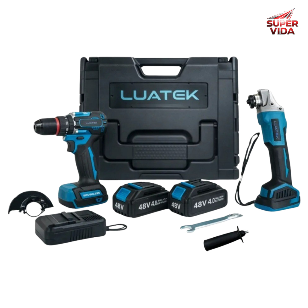 Kit Ferramentas 2 em 1 Luatek 48V Parafusadeira + 