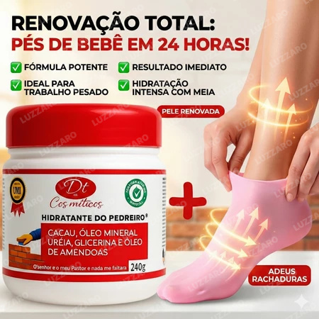 Kit Pés Rachados Hidratante Reparador + Meia de S