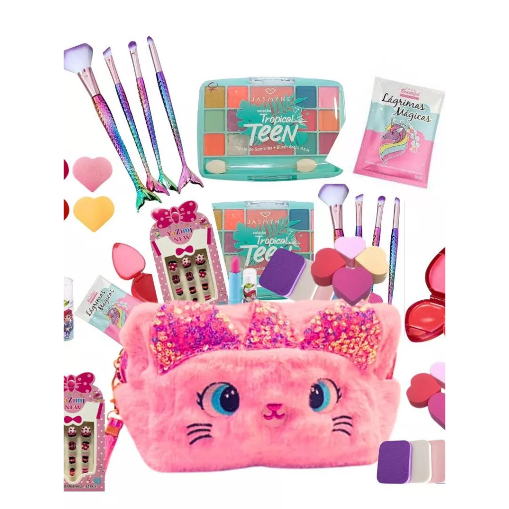 Kit Maquiagem infantil Necessaire 11 itens de Qual