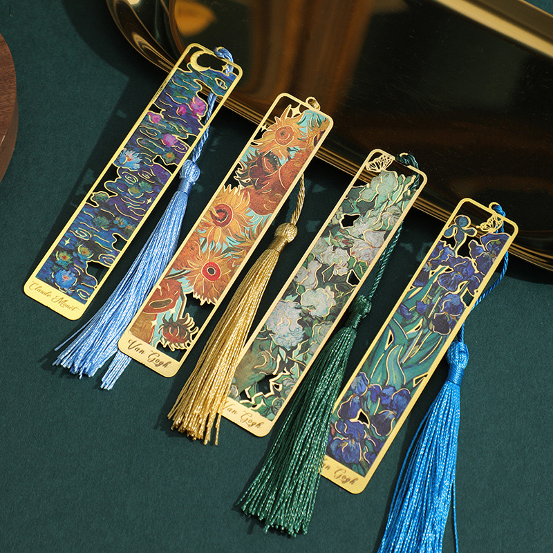 1/2/3 Retro Floral Pintura Bookmark Metal Bronzead
