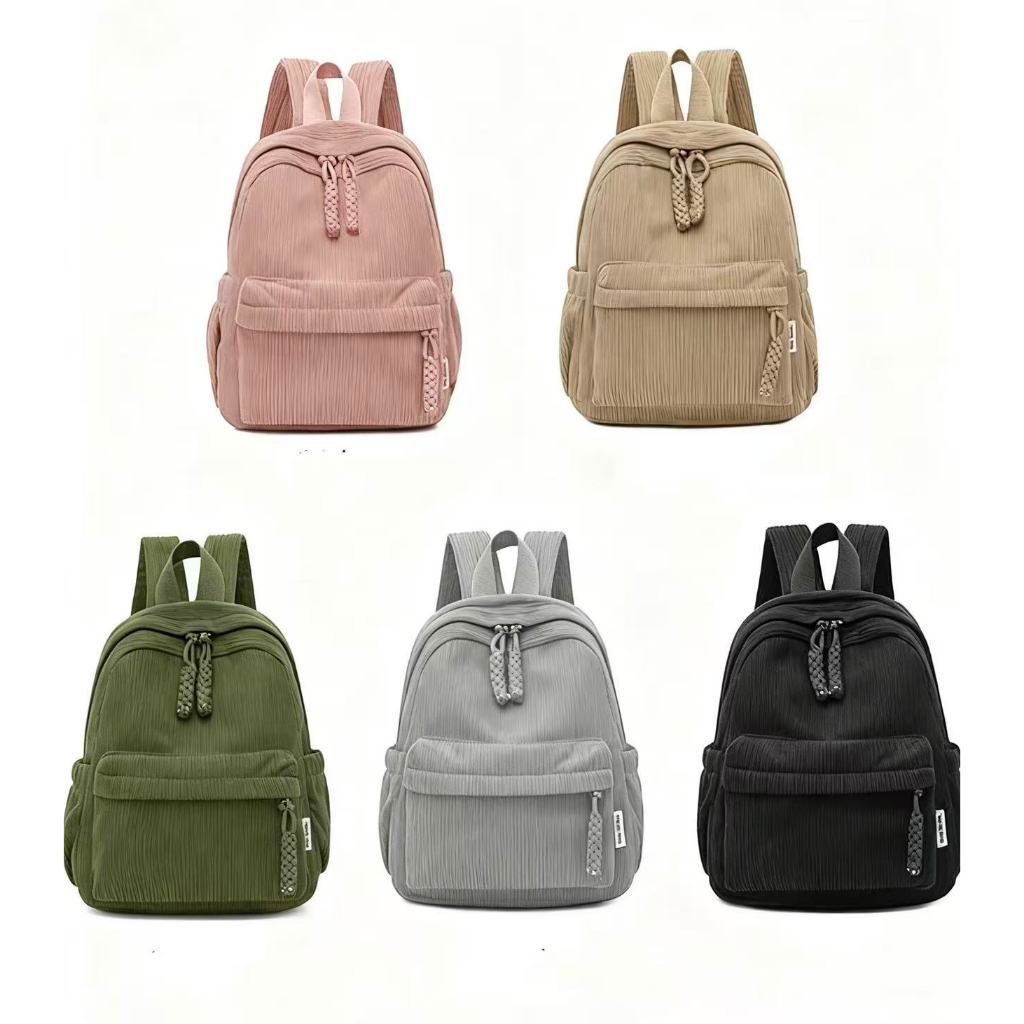 Mochila Veludo Pequena Feminina Estilosa Cor  Com 