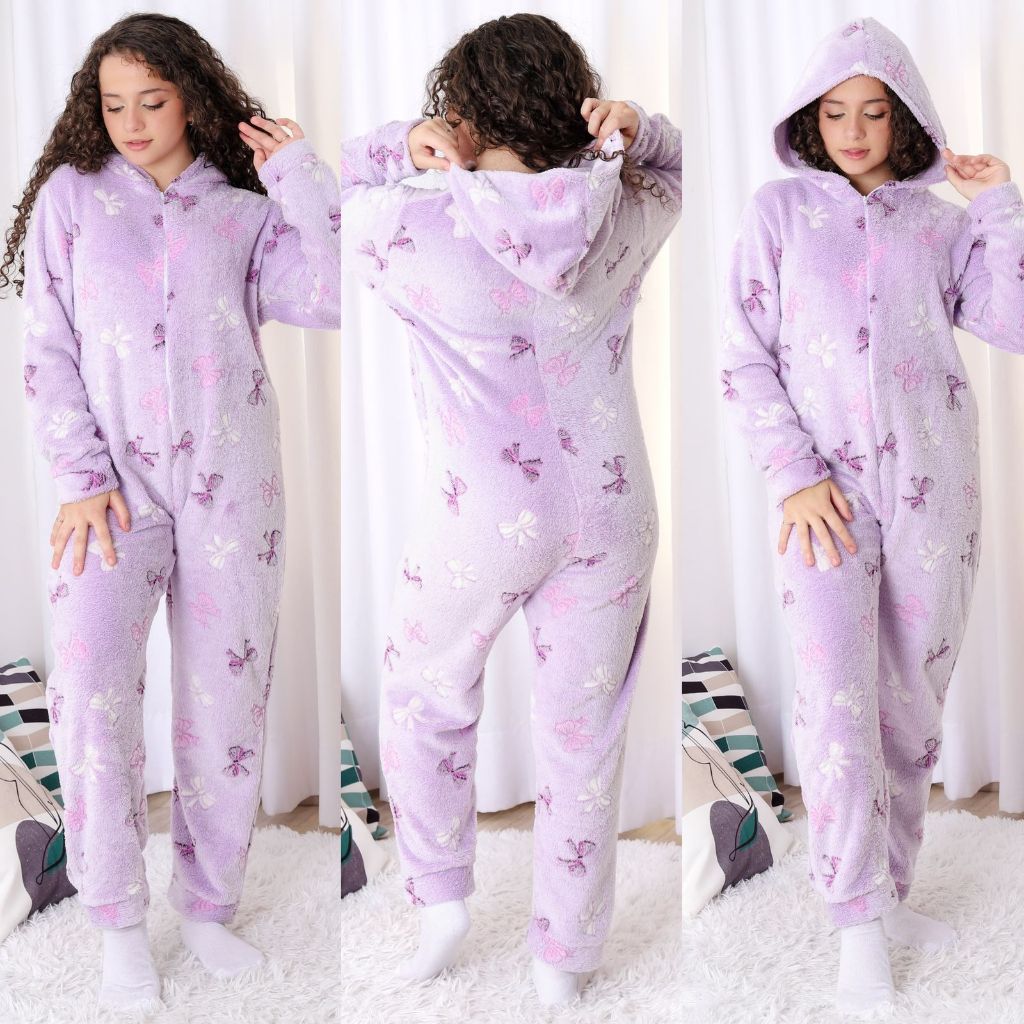 Pijama Infantil Macacão Ultra Soft com Capuz Sup