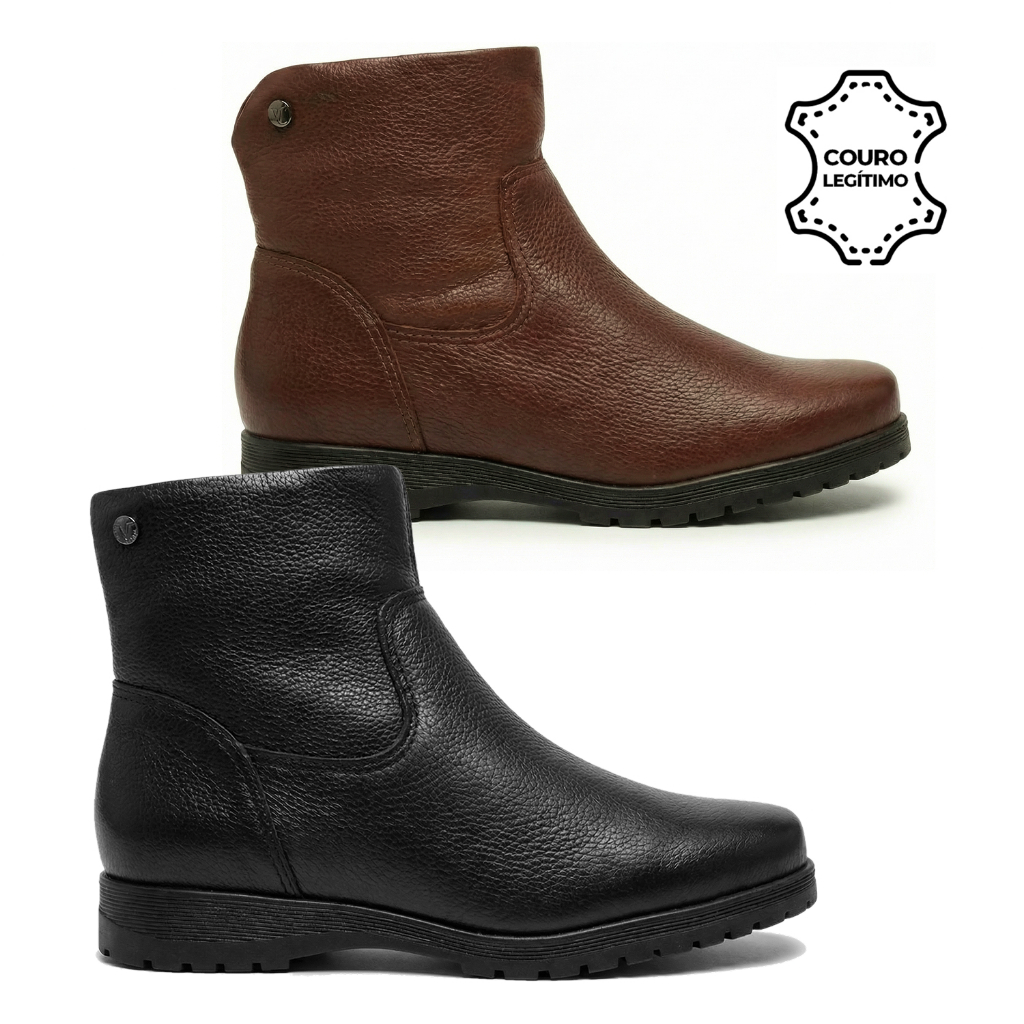 Bota Feminina Bottero Couro Cano Baixo Tratorada 3