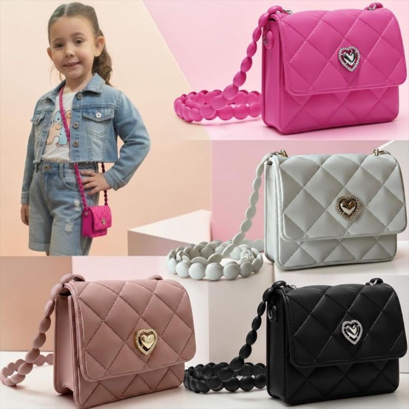 Bolsa Infantil Feminina Menina Coração Fofa Pequ