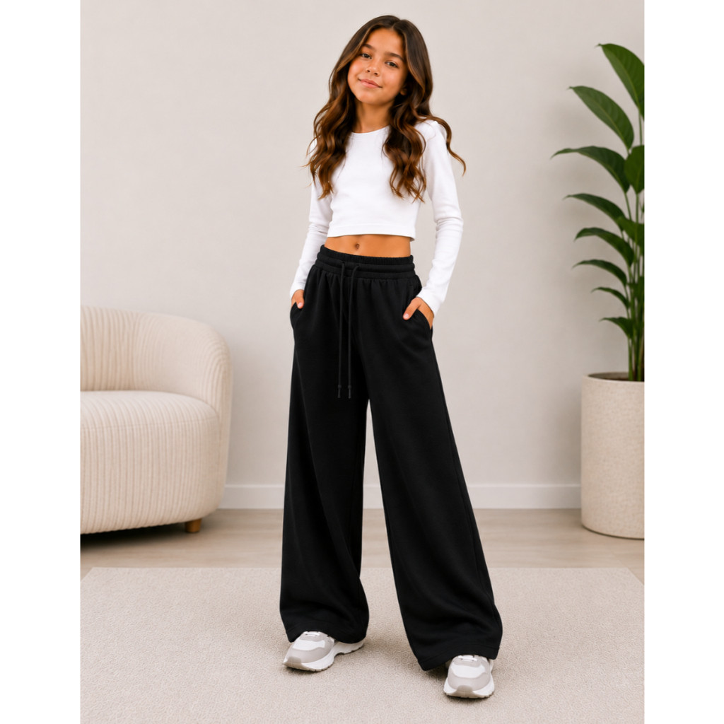 Calça Moletom Infantil Feminina Flanelada Com Bol