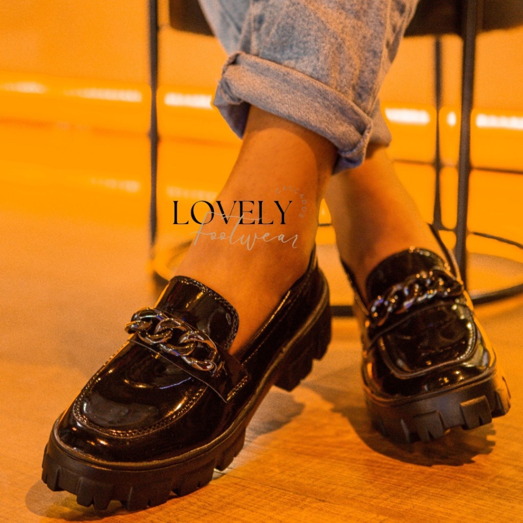 Sapato Mocassim Feminino Tratorado Preto Verniz Bl