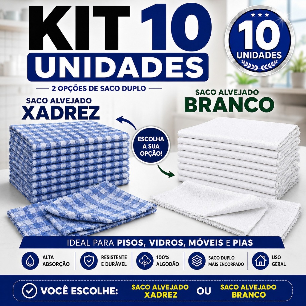 Kit c/ 10 Panos de Chão Grande 70x40cm – Sa