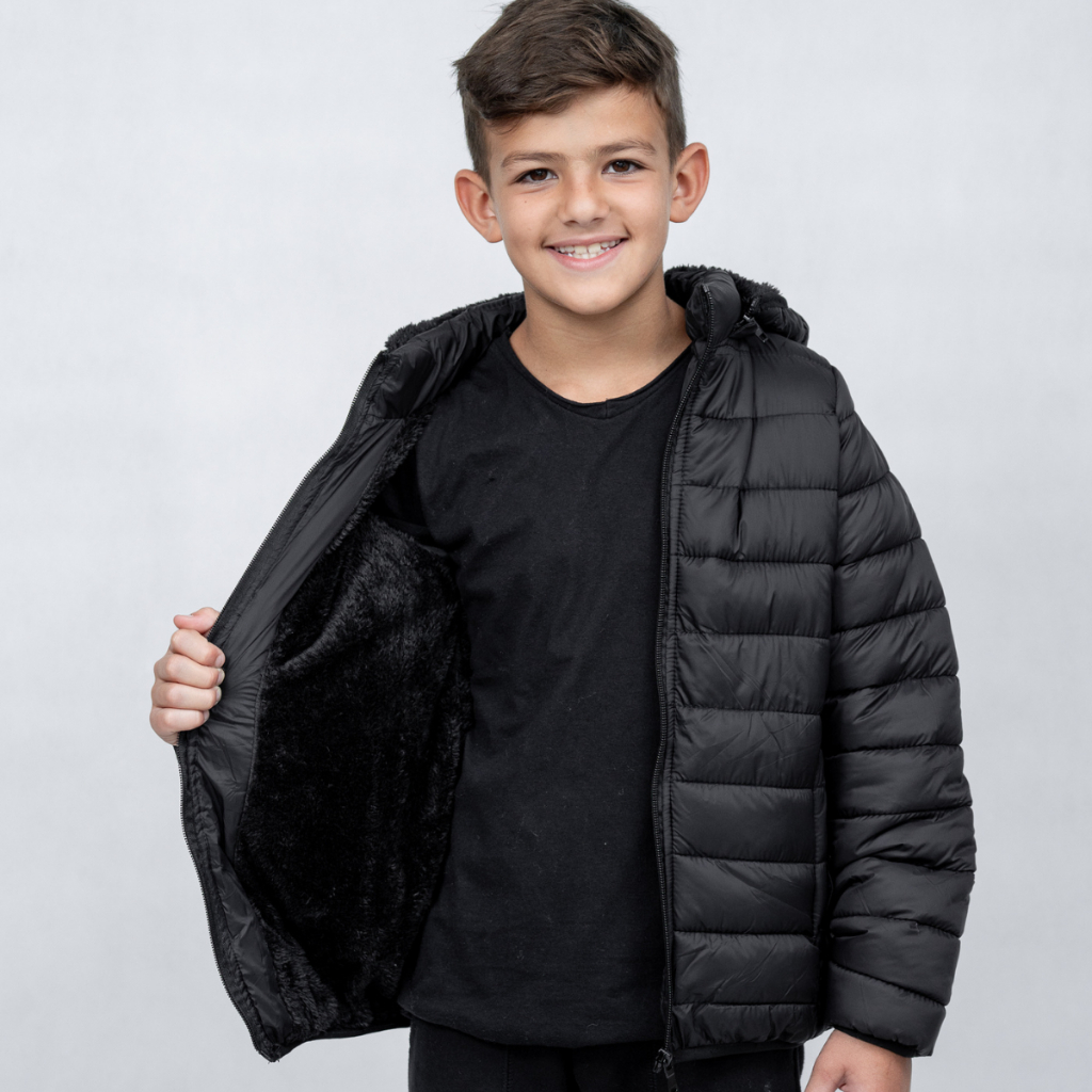 Jaqueta infantil e juvenil puffer bobojaco menino 