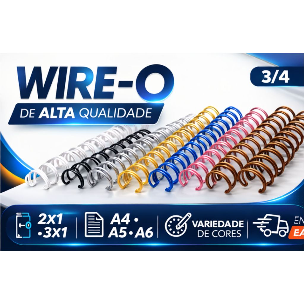 WIRE O PARA ENCADERNAÇÃO 2X1 3/4, A4 e A5 BRANCO