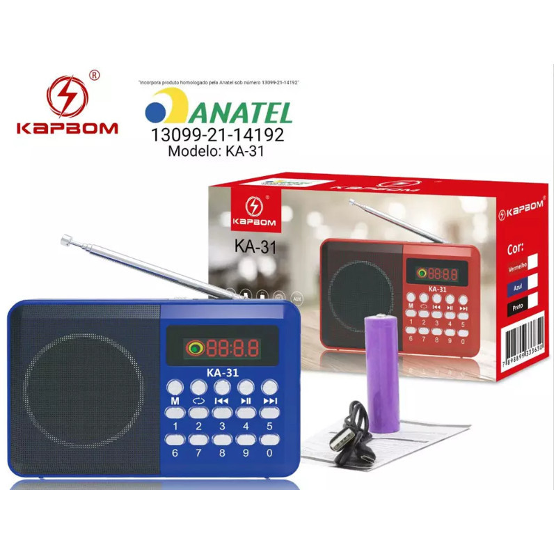 Rádio Retrô Fm Recarregável Bluetooth Kapbom Ka