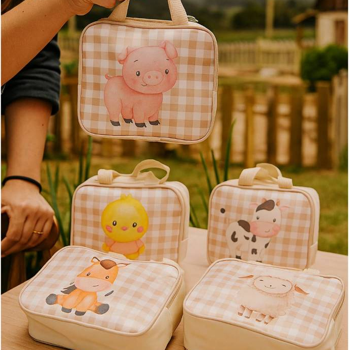 Maleta fazendinha aniversario lembrancinha kits 10