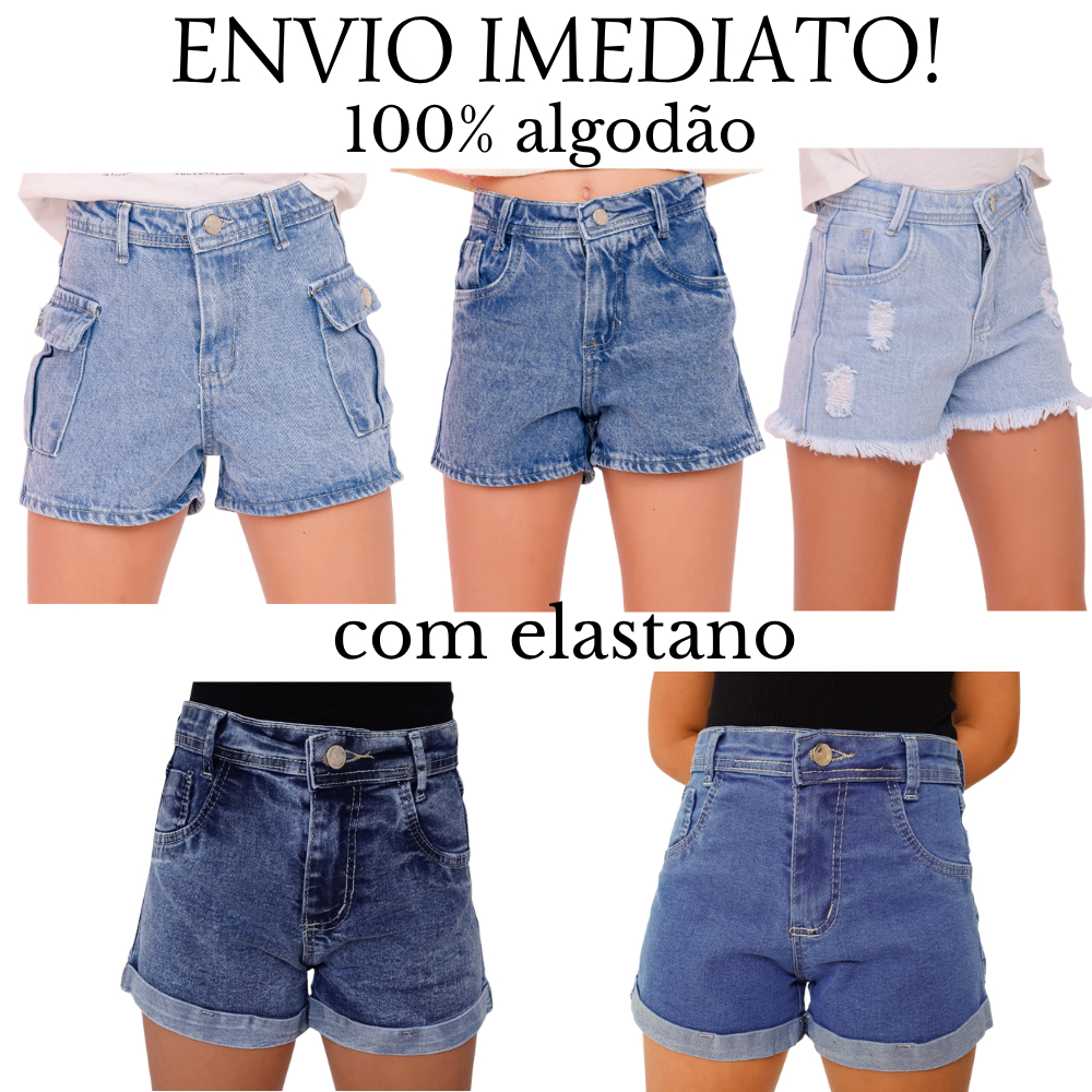 Kit2 Shorts Cargo Jeans Infantil/Juvenil Feminino 