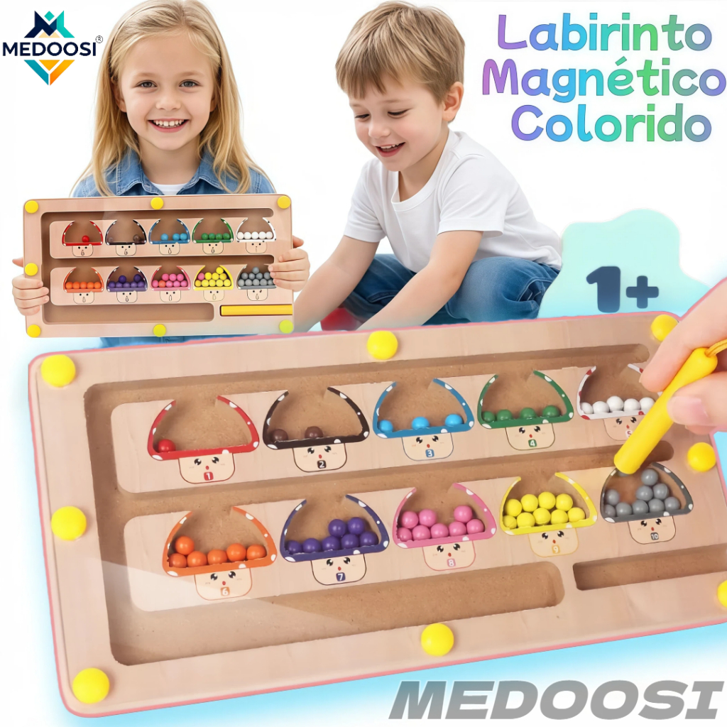 Jogos Labirinto Magnético Montessori de Madeira &